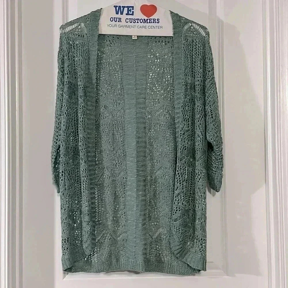 PINK REPUBLIC Women’s Small Coastal Chic Green Cardigan